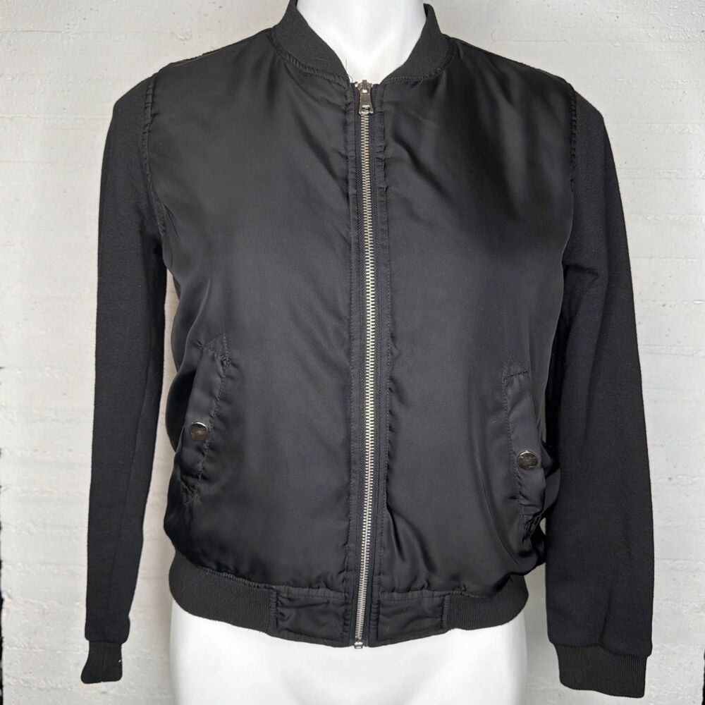 Forever 21 Mixed Media Bomber Jacket S New Preppy Street Style Minimalist